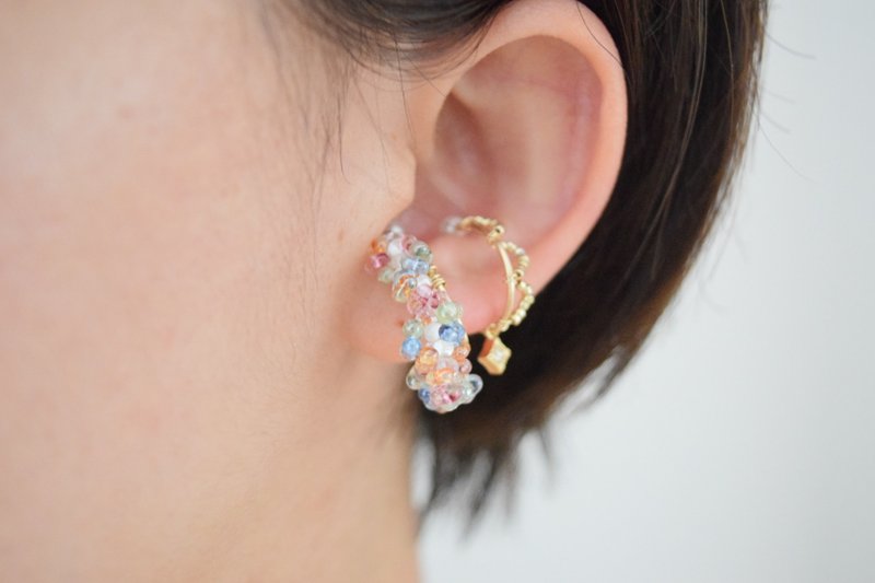 14K gold filled ear cuff【片耳　one ear】 - 袖扣 - 玻璃 紫色