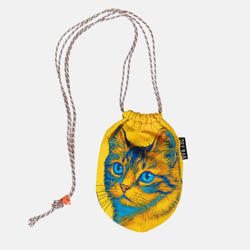 【日本製】Pop Art 貓咪束口肩背包 肩背包 斜背包 側背包 - 側背包/斜背包 - 棉．麻 黃色