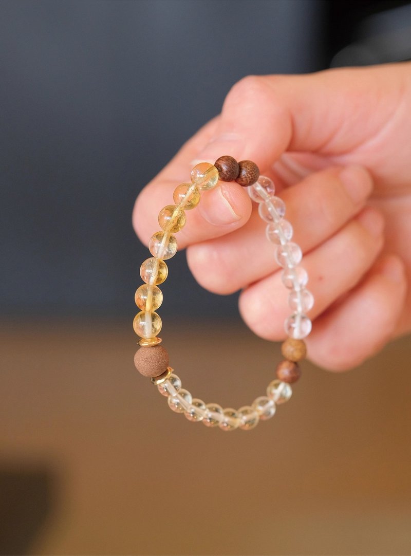 天然水晶手串 木與石的千年密語 在暮色中蘇醒 - 手鍊/手環 - 水晶 橘色