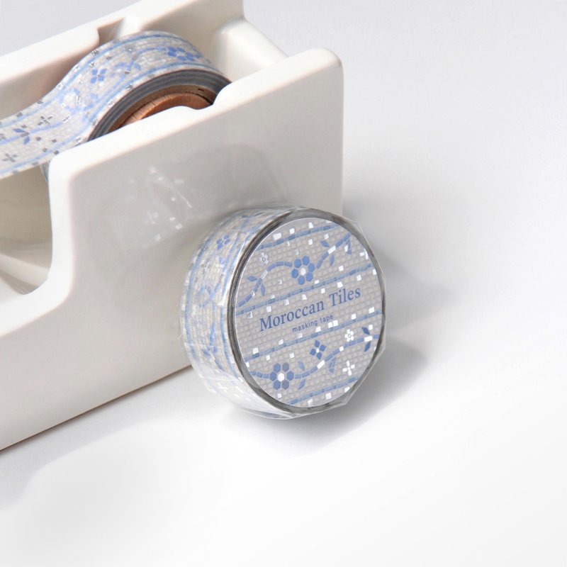 Moroccan Tiles Silver Foil Masking Tape | Mosaic Desert Fleur - 紙膠帶/和紙/PET - 紙 銀色