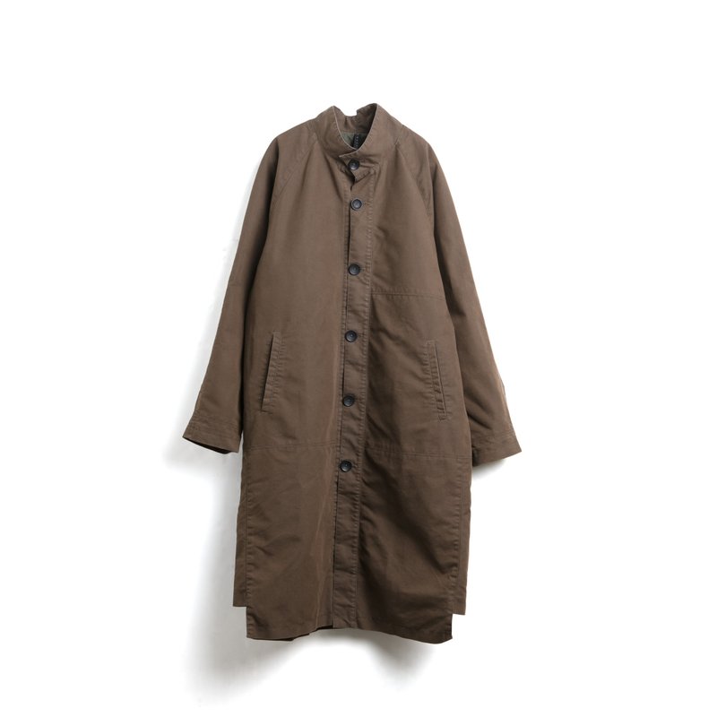 Military Long Coat - 男夾克/外套 - 棉．麻 卡其色