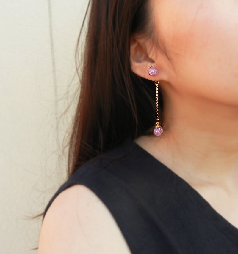 *coucoubird*Peach pink diamond Clip-On/can be modified anti-allergic ear acupuncture - Earrings & Clip-ons - Gemstone Pink