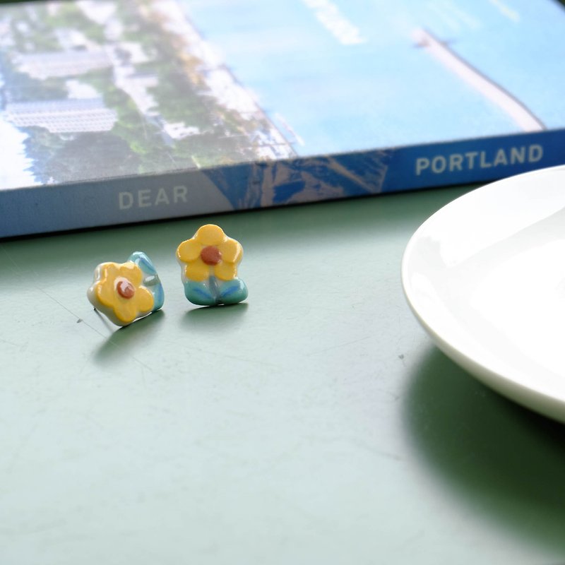Flower Earring - Earrings & Clip-ons - Pottery Yellow