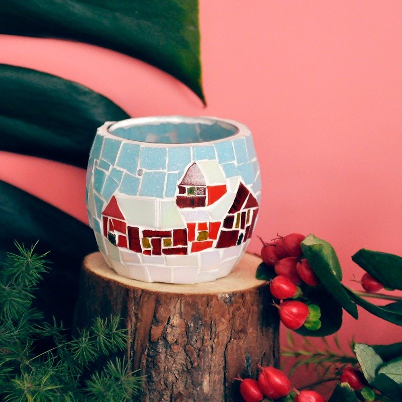 クリスマスハウス/オリジナル手作りガラスモザイクキャンドルホルダー ロマンチックなクリスマスプレゼント交換 - キャンドル・燭台 - ガラス 