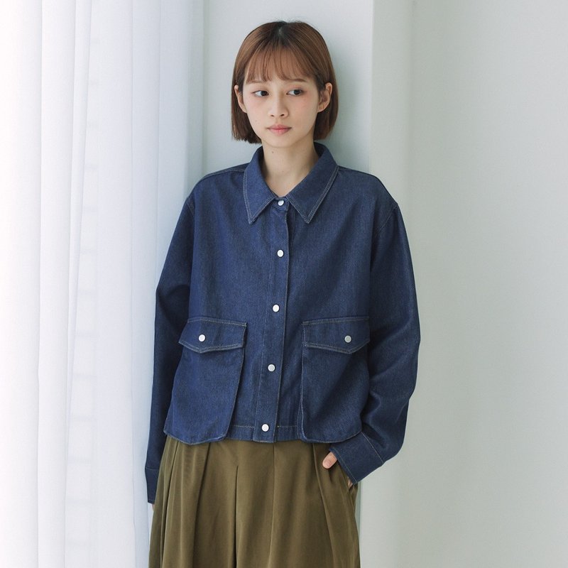 【Simply Yours】ビッグポケット デニムショートジャケット 青 F - ジャケット - コットン・麻 ブルー