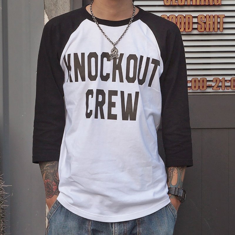 【Knockout】Knock Out Crew 3/4 sleeve T-shirt - เสื้อยืดผู้ชาย - ผ้าฝ้าย/ผ้าลินิน 