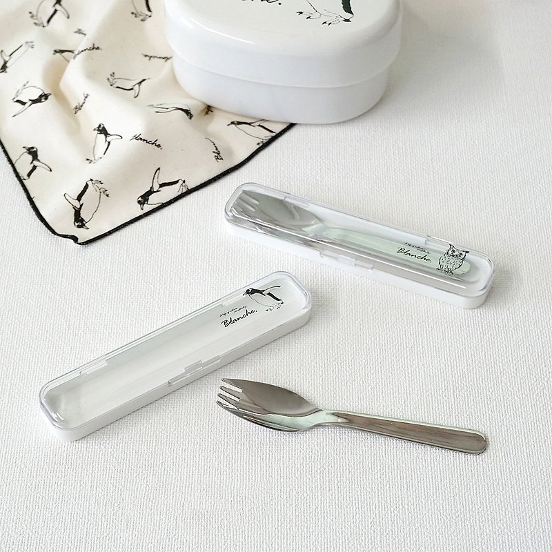 Blanche Spork Case Set Spoon Fork Cutlery Child Children Stainless Made In Japan - ช้อนส้อม - สแตนเลส ขาว