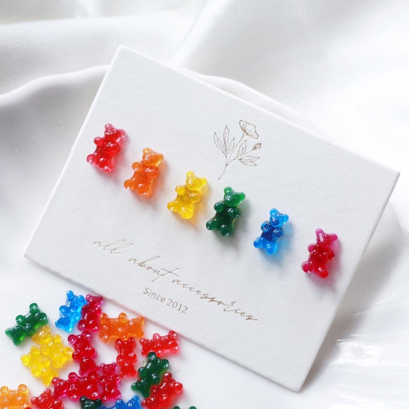 かわいいベアグミ6ピースピアスセット - ピアス・イヤリング - 金属 多色