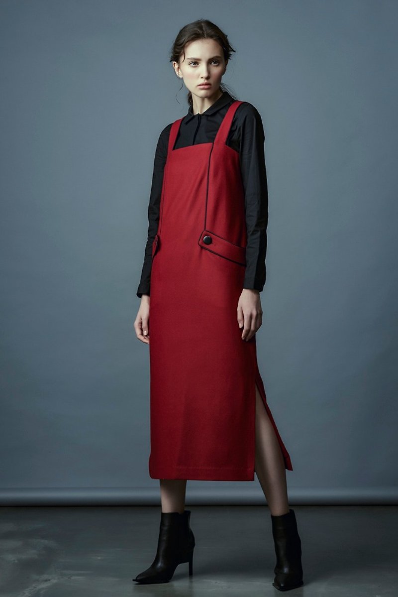 Red wool dress - One Piece Dresses - Wool Red