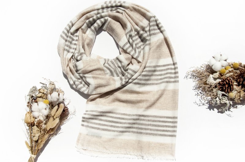 Cashmere knitted scarf pure wool scarf hand knitted scarf knitted scarf - Dune - Knit Scarves & Wraps - Wool Khaki