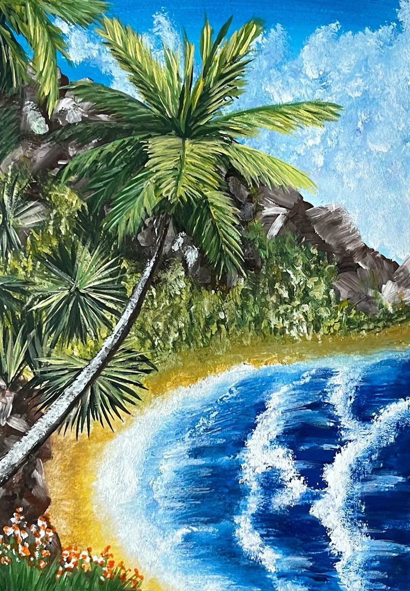 Tropical seashore. Gouache. - 壁貼/牆壁裝飾 - 紙 
