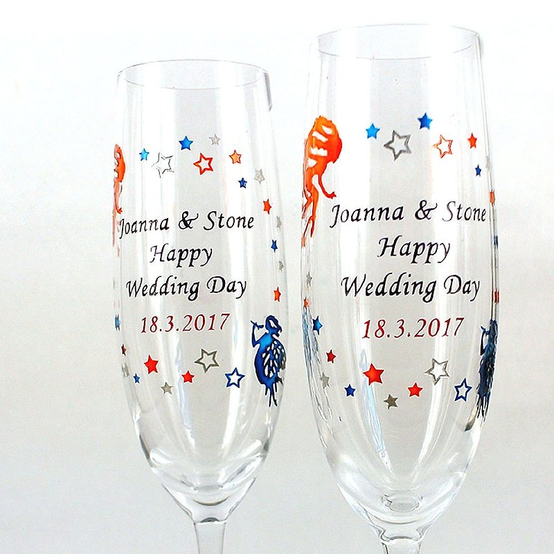 無鉛水晶玻璃香檳杯刻字禮品組 | 結婚禮物,週年禮物 | 傳奇 - 酒杯/酒器 - 玻璃 多色