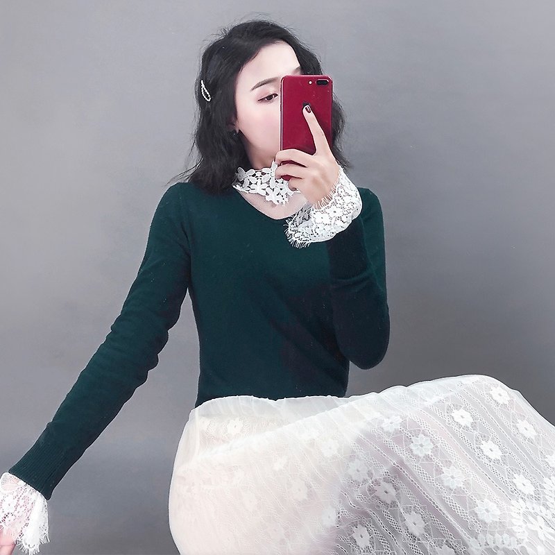 [6.5 9 fold from the audience] Women's spring wear solid color V-neck long-sleeved knitted sweater JJMS--806X - Women's Sweaters - Other Materials Multicolor