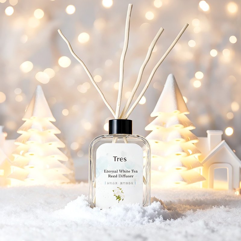 【聖誕禮物】永恆白茶藤竹擴香瓶 l 無火香薰 l 茶香調 - 香氛/精油/擴香 - 玻璃 白色