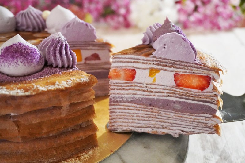 Purple taro fruit layer cake (birthday cake/lacto-lacto-vegetarian/available for home delivery) - Cake & Desserts - Other Materials 