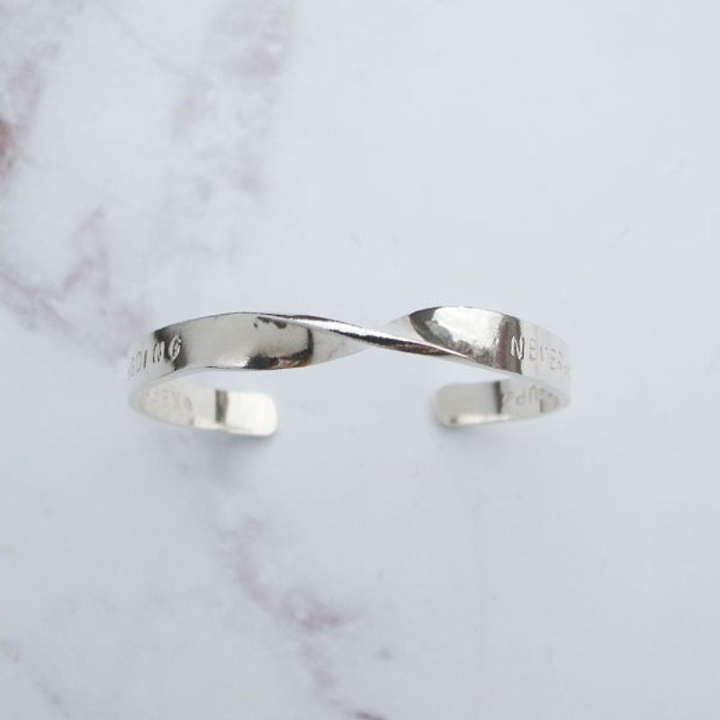 [Handmade custom silver jewelry] twist | handmade sterling silver flat twist bracelet | - Bracelets - Sterling Silver Silver