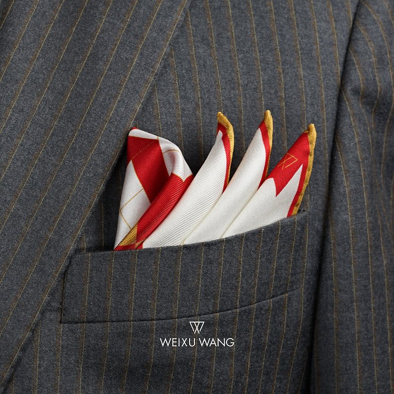 WEIXUWANG Silk pocket square - Handkerchiefs & Pocket Squares - Silk Red