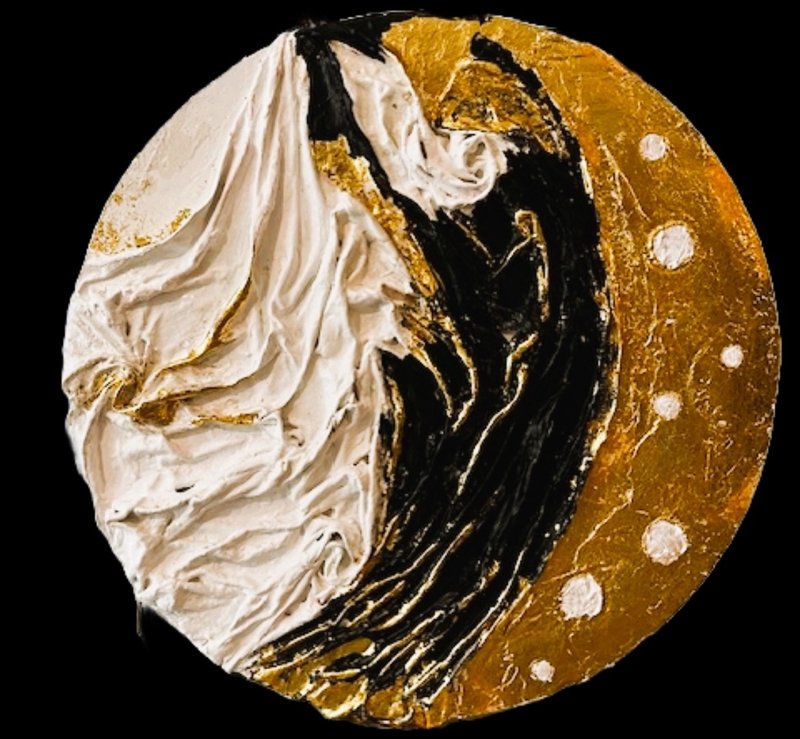 Bas-releif Day and Night, 3D modern art - 壁貼/牆壁裝飾 - 棉．麻 金色