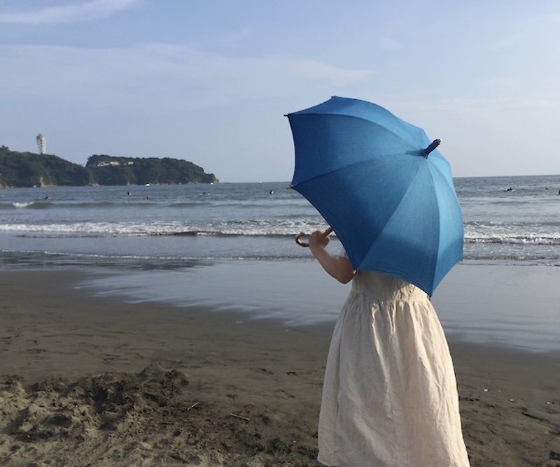 Parasol 日傘 Indigo dyed 藍染 - blue sky & sea - その他 - コットン・麻 ブルー