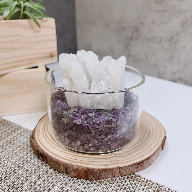 White crystal cluster amethyst Stone basin desk small ornaments - Items for Display - Crystal 
