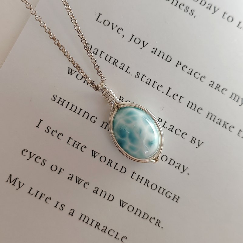 Larimar necklace pendant - พวงกุญแจ - เครื่องประดับพลอย 