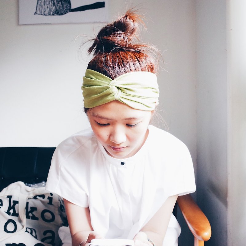 Uji matcha / Wide Elastic Hairband - Hair Accessories - Cotton & Hemp Green