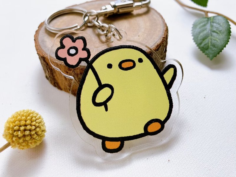 [Acrylic key ring charm] Chicken - Keychains - Other Materials Yellow