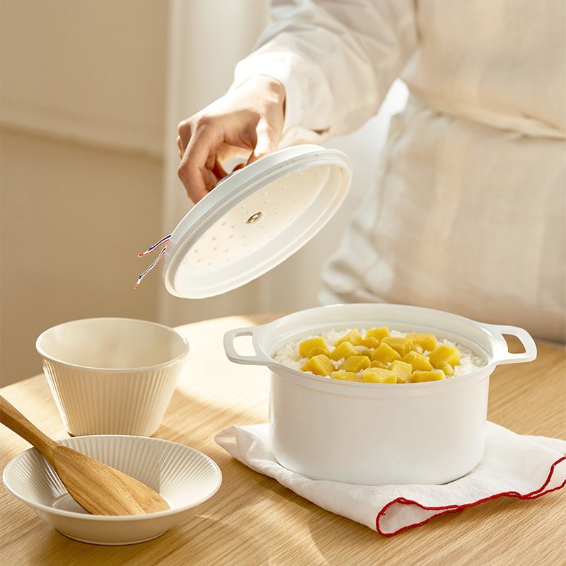 IH鑄鋁雙耳燉鍋/湯鍋-16/20cm 禮物推薦 鍋子不沾鍋送禮 - 鍋子/烤盤 - 其他材質 白色