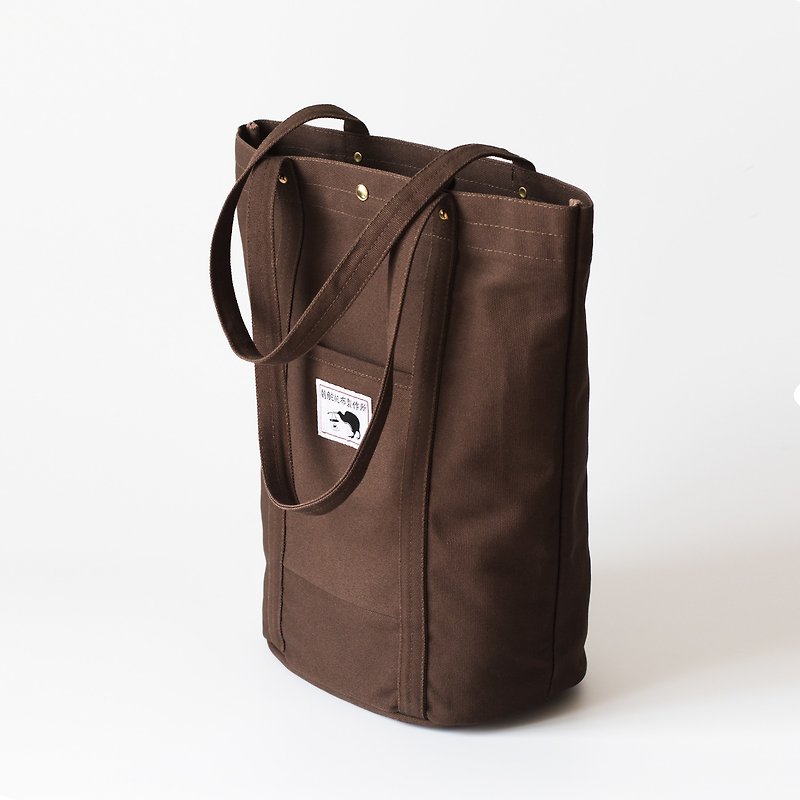 Simple and Lightweight Canvas Bag L-Dark Brown/Art Side Backpack/Super Storage Tote Bag/Valentine's Day Gift - กระเป๋าแมสเซนเจอร์ - ผ้าฝ้าย/ผ้าลินิน สีนำ้ตาล