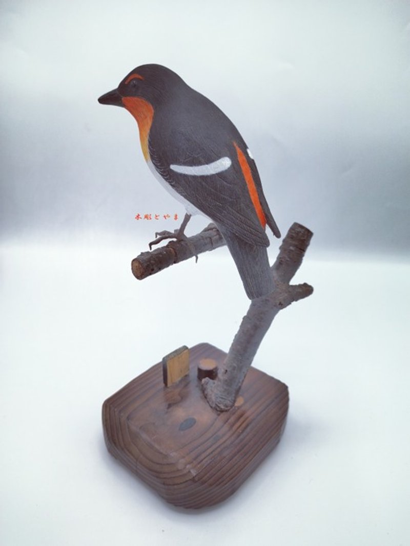 [Wood bird carving] Narcissus flycatcher - ของวางตกแต่ง - ไม้ 