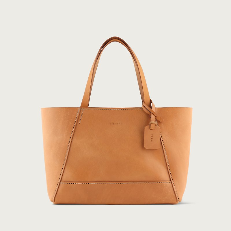 Handbag (M) tote -- Camel Yellow - กระเป๋าถือ - หนังแท้ สีส้ม