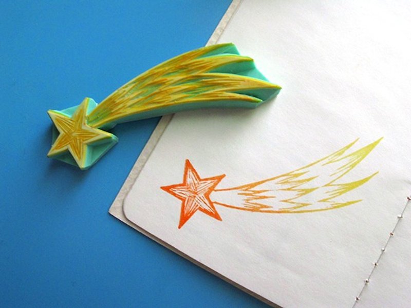 Apu handmade stamp engraving style Meteor Comet stamp【Orphan product】 - ตราปั๊ม/สแตมป์/หมึก - ยาง 