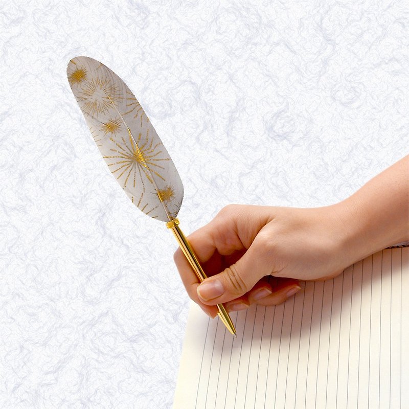Quill Pen Feather Ball Pen Lucia Light Messenger L04 Quill Pen Silver Grey Light - ปากกา - วัสดุอื่นๆ สีเงิน