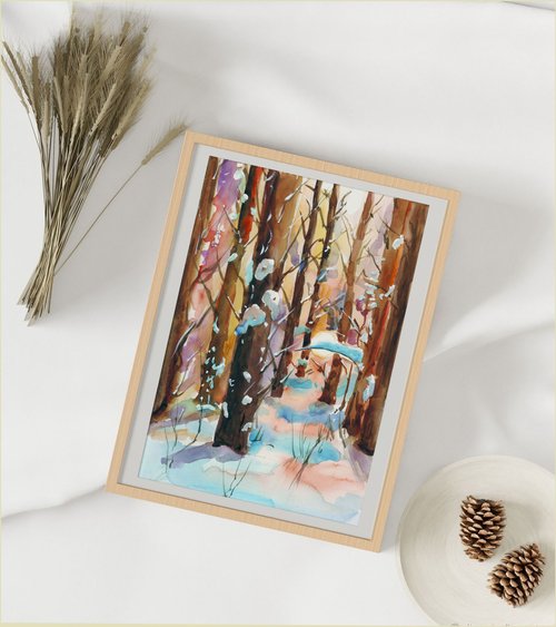 水彩画　永平寺　冬の絵　絵画　雪　寺　アート　インテリア　美術　マーメイド紙 水彩画 永平寺 冬の絵 絵画 雪 寺 アート インテリア 美術
