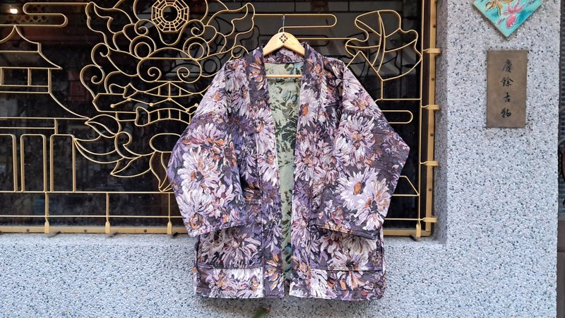 AMIN'S SHINY WORLD Monet's purple romantic garden KIMONO - Women's Casual & Functional Jackets - Cotton & Hemp Purple