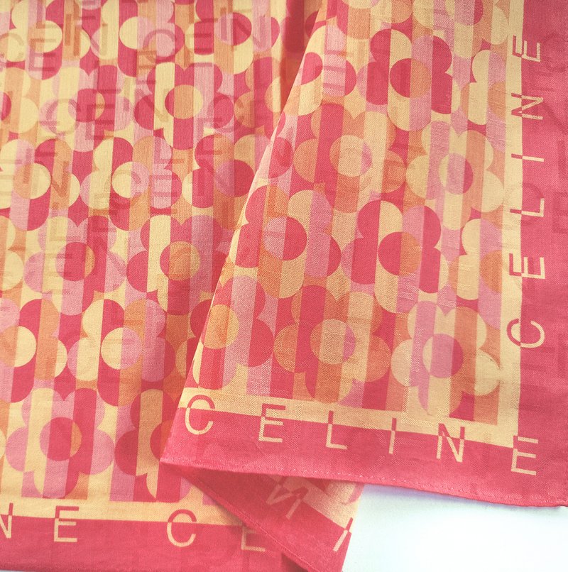 Celine Vintage Scarf Woven Brand Logo Floral 23 x 23 赛琳 - 手帕 - 棉．麻 