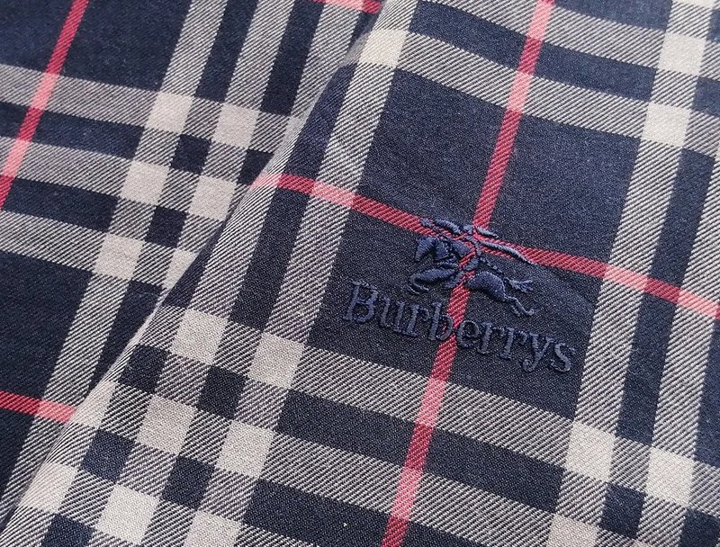 Burberry Vintage Handkerchief Pocket Square Blue Check 17 x 17 inches - 手帕 - 棉．麻 藍色