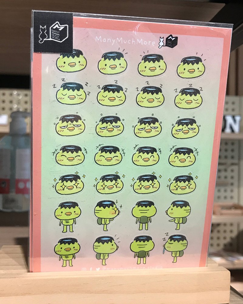 PVC Glossy Sticker sheet with Kiss Cut in A6 size - Kappa Emo Faces - 貼紙 - 紙 多色