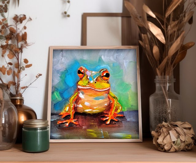 ヒキガエルの絵カエルの油絵動物壁アート装飾 - ショップ