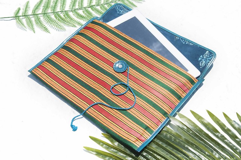 Hand stitching i-pad set tablet bag handmade leather case i-pad bag iPad leather case - Turkish blue - เคสแท็บเล็ต - หนังแท้ สีน้ำเงิน