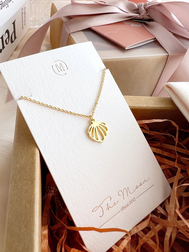 【精緻禮盒】線條貝殼項鍊 18KGF－夏日 #貝殼 簡約 海洋 - 項鍊 - 其他金屬 金色