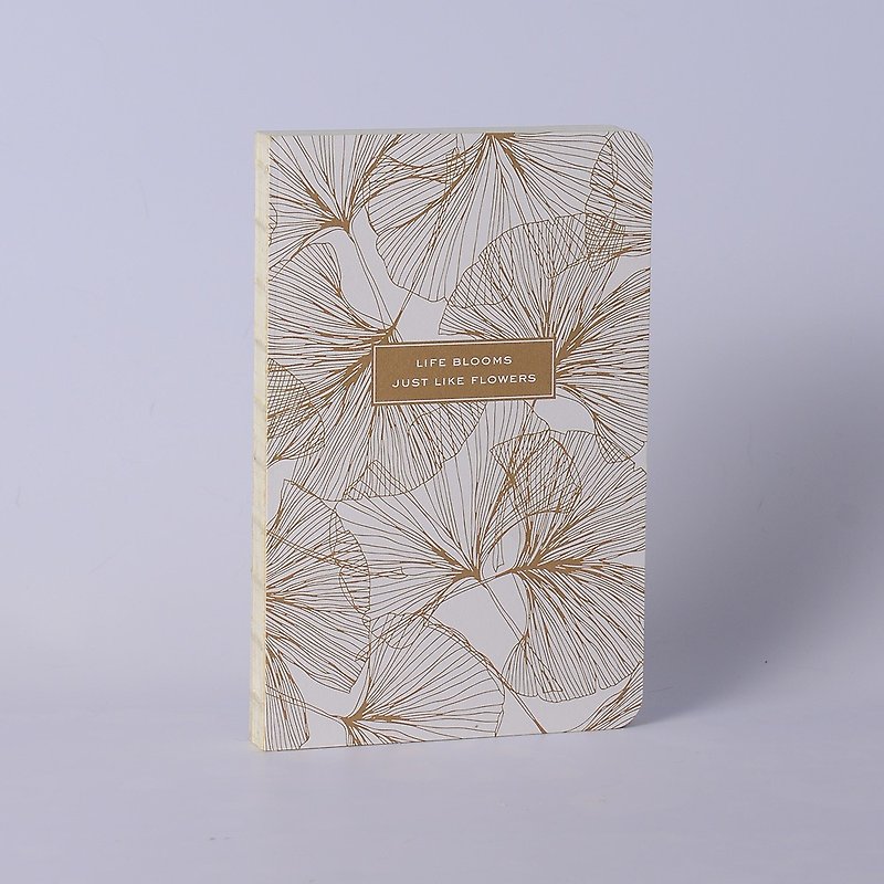 專色金印刷植物花紋裸背鎖線膠裝方格筆記本 - 筆記本/手帳 - 紙 