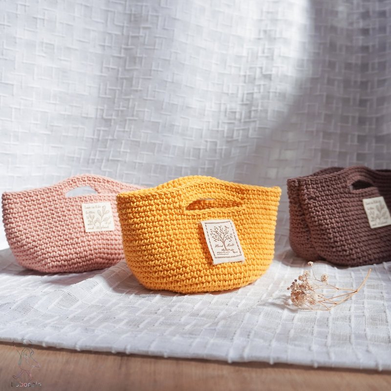 [Handmade knitting] Cotton handbag, mobile phone bag, dumpling bag, small waste bag, crochet bag - Handbags & Totes - Cotton & Hemp Multicolor