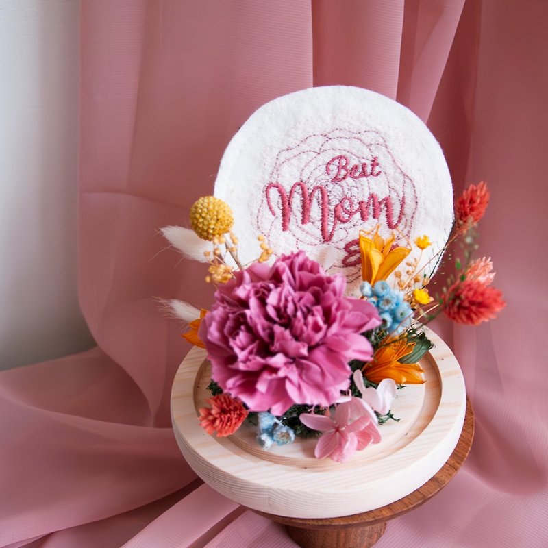 Mother's Day preserved flower dried flower cup·embroidered coaster-WAS floral co-branded product - ช่อดอกไม้แห้ง - พืช/ดอกไม้ สึชมพู