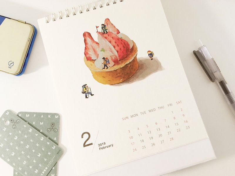 2019黄色の鼻グルメスポーツマンカレンダーテーブルカレンダー - カレンダー - 紙 ホワイト
