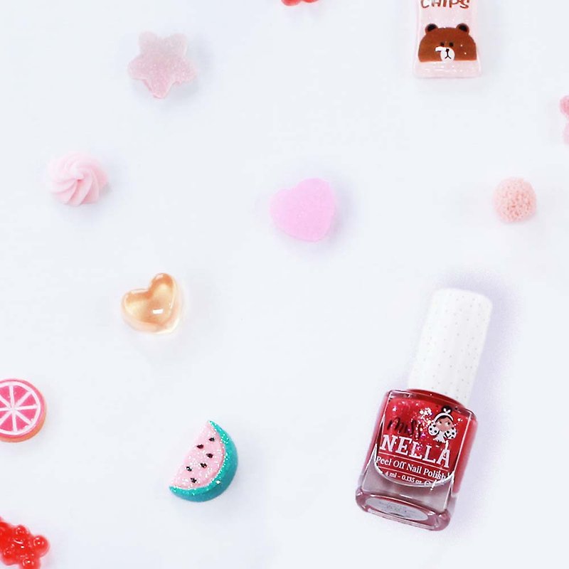 British [Miss NELLA] Water-based safe nail polish for children - Glitter Sweetheart Peach(MN18) - Nail Polish & Acrylic Nails - Other Materials Pink