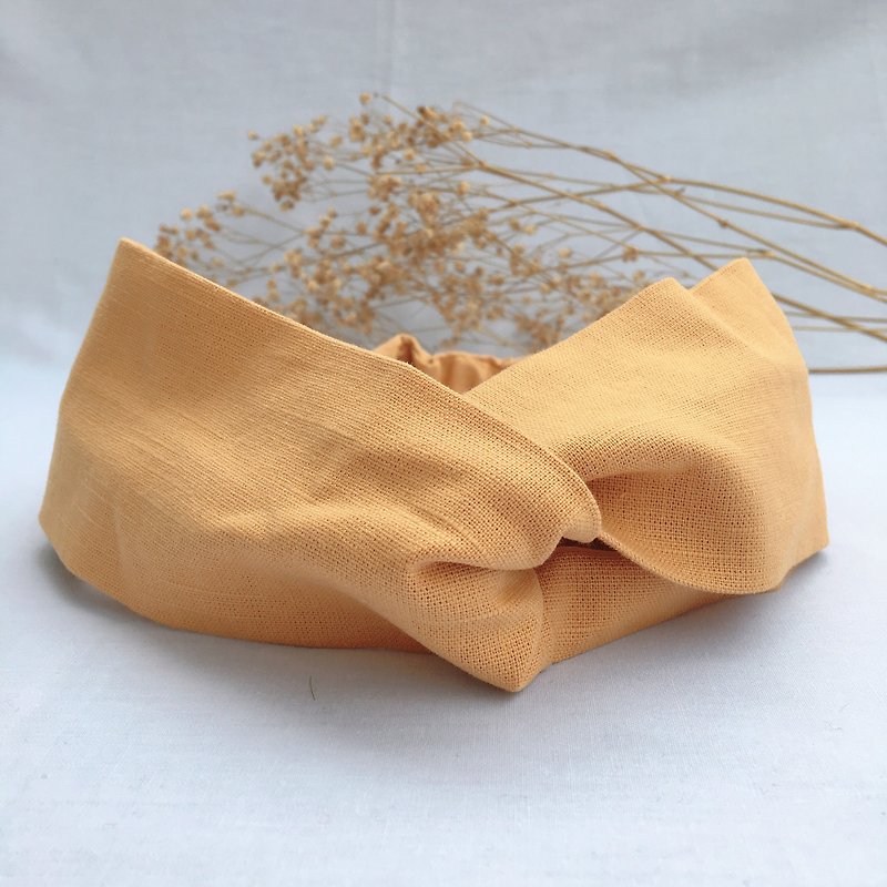 Caramelized Chestnuts-Plain Cross Headband | Haibo Handmade - ที่คาดผม - ผ้าฝ้าย/ผ้าลินิน สีส้ม