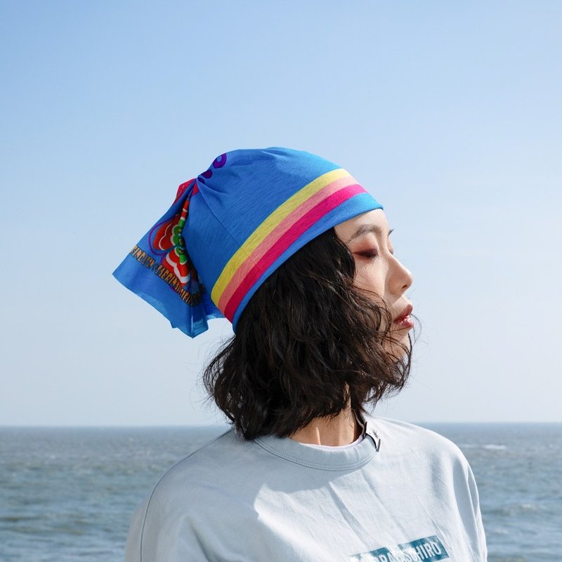 LIFEBEAT x SABRINA HSIEH Sliving 60s Pattern Multifunctional Headwear - อุปกรณ์เสริมกีฬา - เส้นใยสังเคราะห์ สีน้ำเงิน