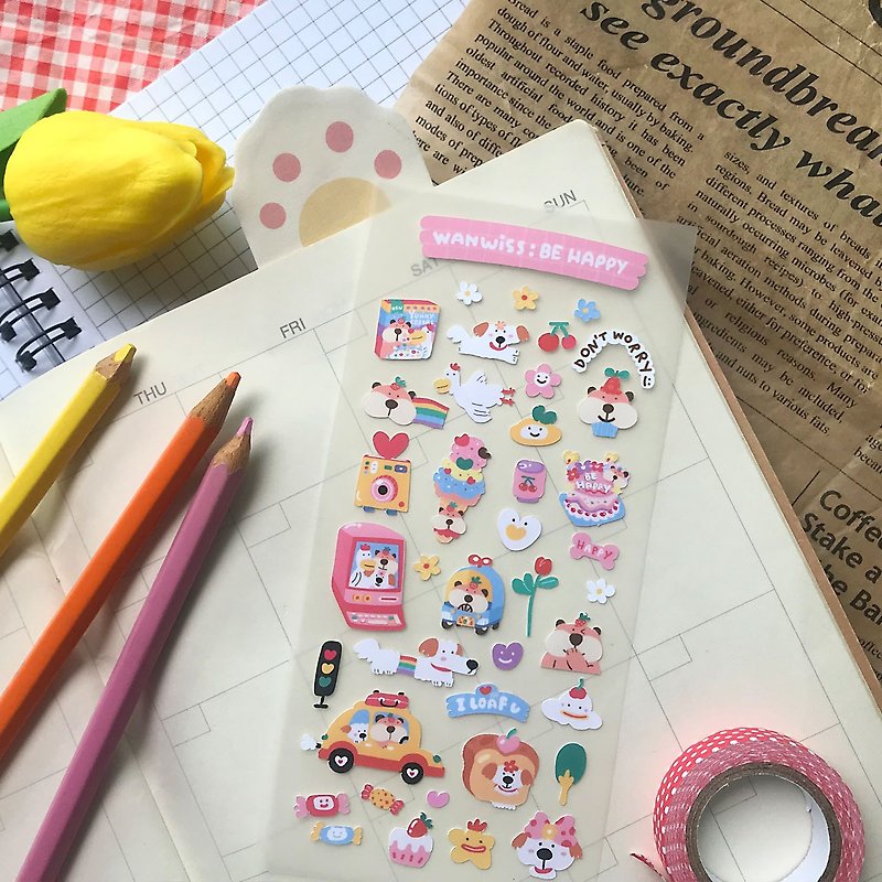 Paper Stickers - Cute waterproof premium stickers in collection Be Happy