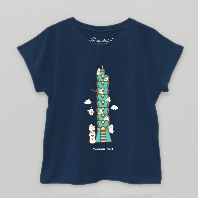 Mochi Rabbit 101T-shirt - Women's Tops - Cotton & Hemp Blue